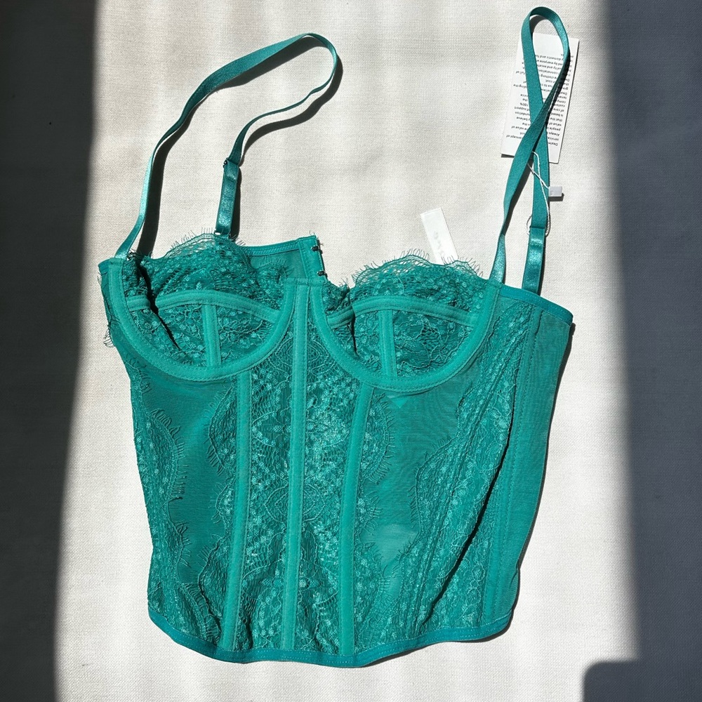 NWT Urban Outfitters Teal Lace Corset Tank Top
